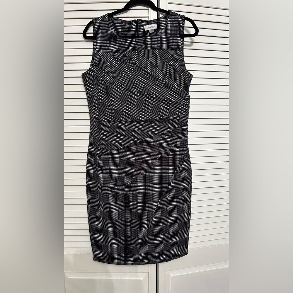 Calvin Klein Women's Black and White Plaid Dress